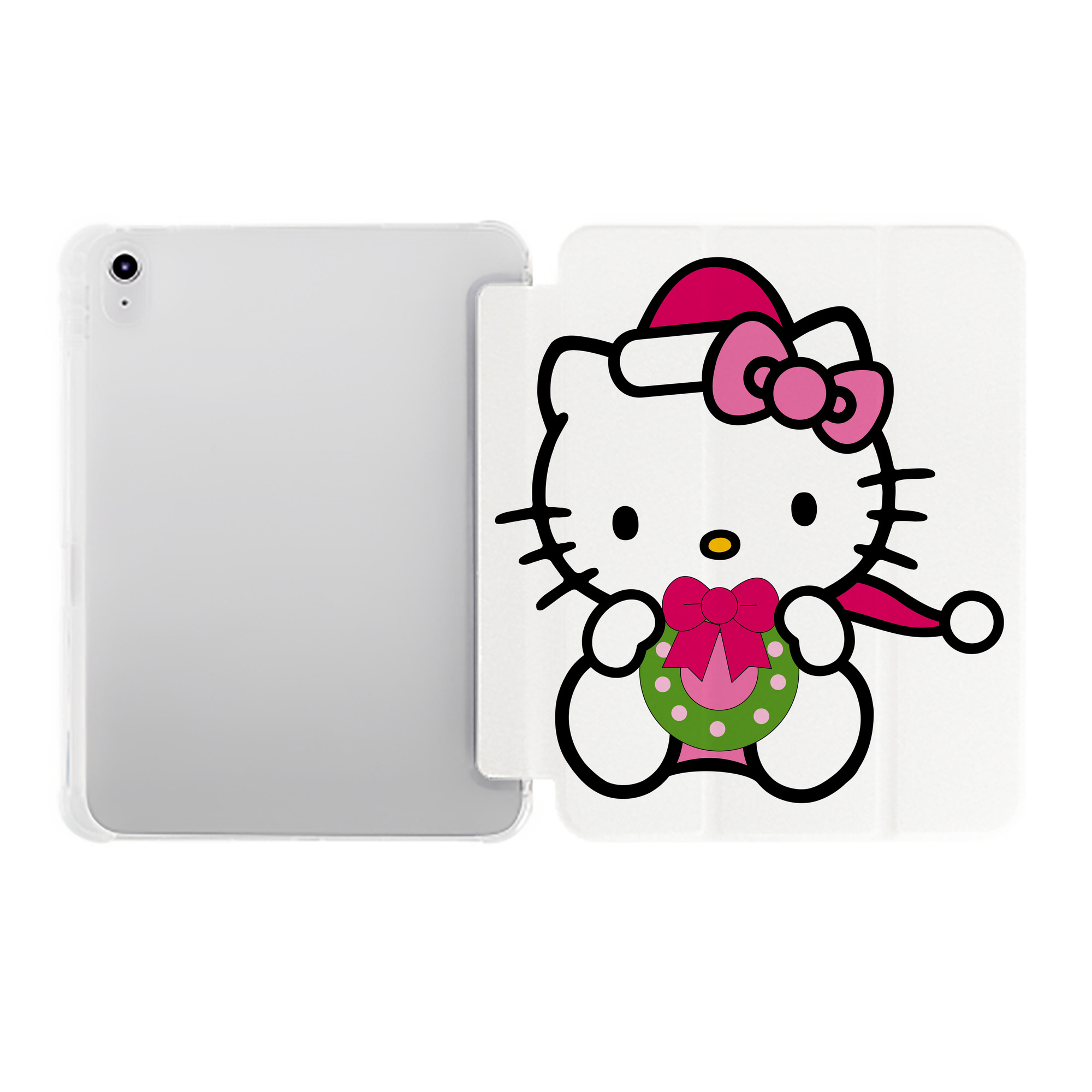 （画像用） Hello Kitty ハローキティ IPad ケース ペン収納付き 三つ折りスタンド PUレザー×シリコン 対応機種9.5/10.5/10.9インチ